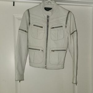 Women's Off White Leather Jacket